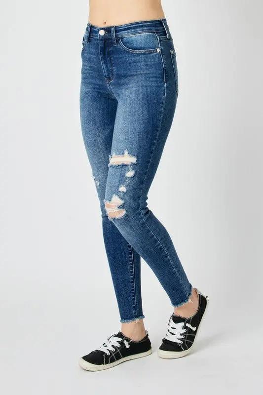 Judy Blue Full Size High Waist Distressed Skinny Jeans - Love Salve
